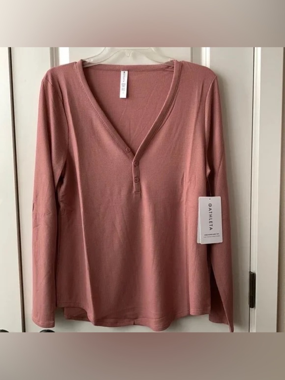 Athleta Blush Rose Waffle-Knit Long Sleeve Top